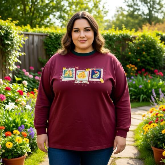 Bobbie Brooks Tops - Vintage Bobbie Brooks Embroidered Patchworks Fall Shirt Women 22/24W Longsleeves